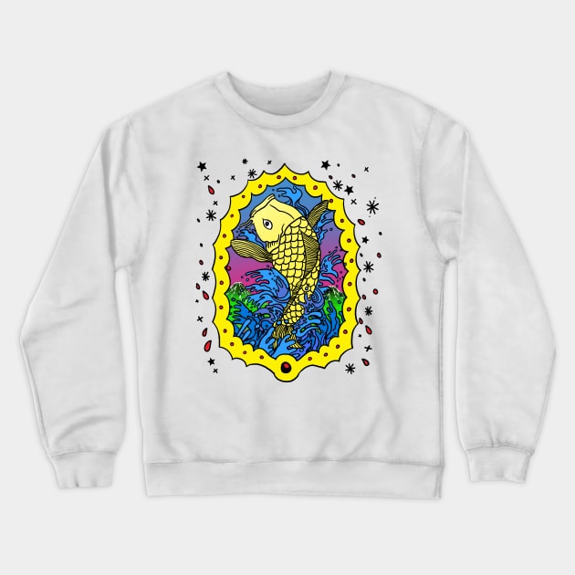 Golden Carp - Gold Fish Crewneck Sweatshirt by miskel